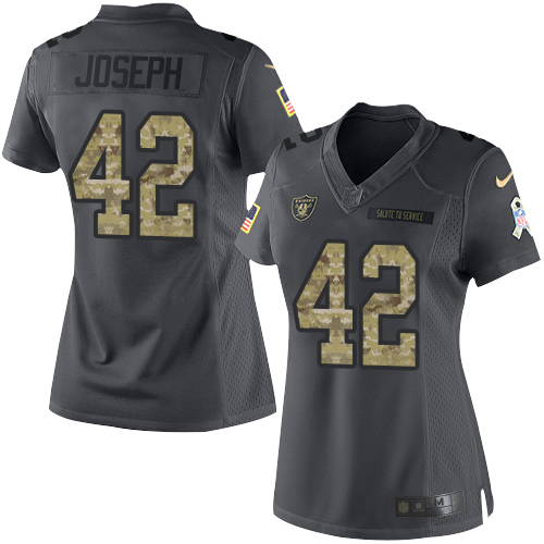 Nike Raiders #42 Karl Joseph Black Women's Stitched NFL Limited 2016 Salute to Service Jersey